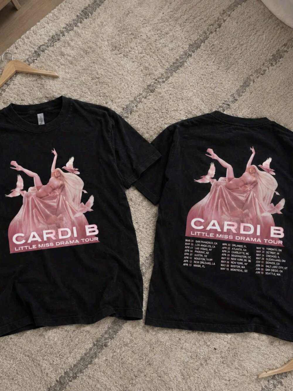 Cardi B Little Miss Drama Tour Concert Graphic Black T-Shirt